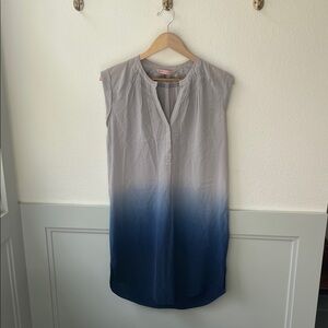 Rebecca Taylor Sleeveless Ombre Silk Tunic in Gray and Navy